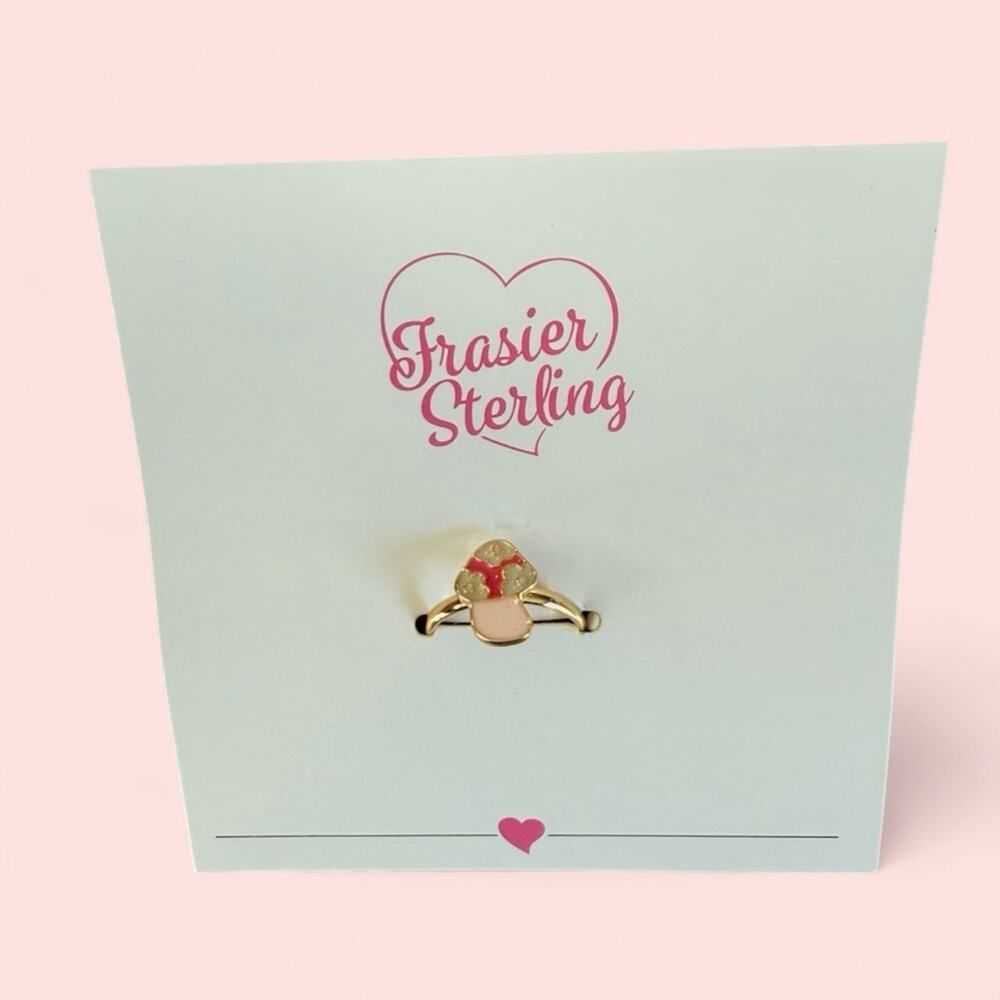 NWT Frasier Sterling Mushroom Ring gold tone adjustable gift idea